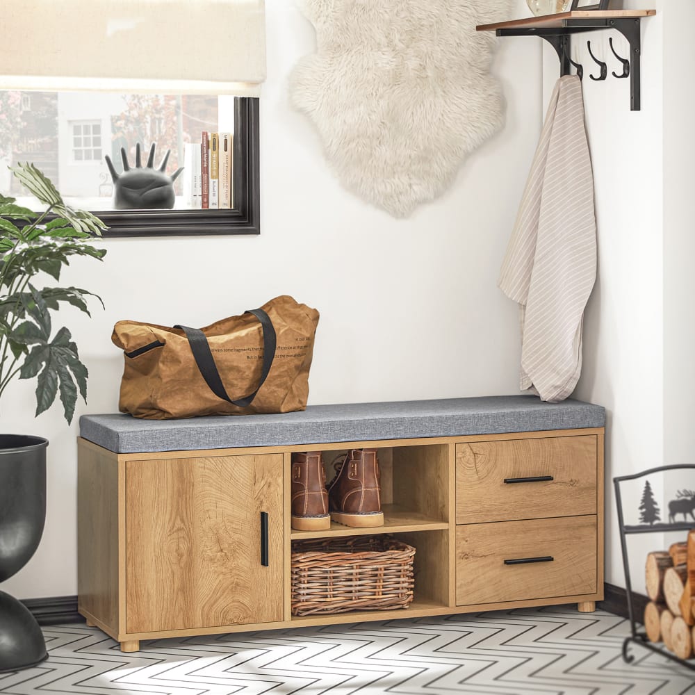 Banc de rangement à chaussure effet bois