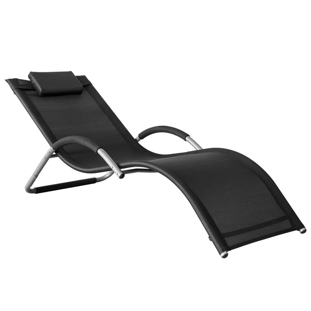 Chaise Longue avec Appui-tête Noir