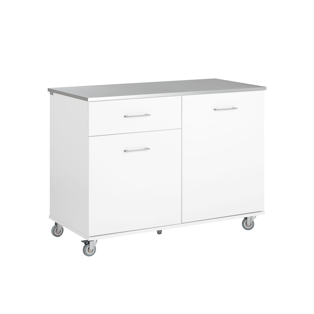 Isla de cocina con 1 cajón y 2 puertas madera blanco