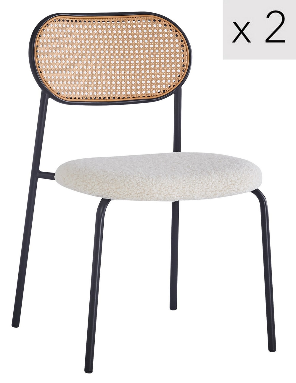 Set 2 sillas en acero y ratán blanco - Maisons du Monde