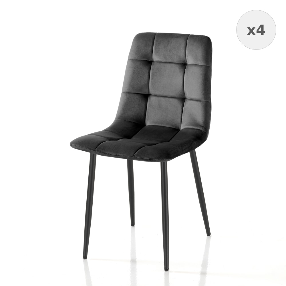 Lot de 4 chaises tissu