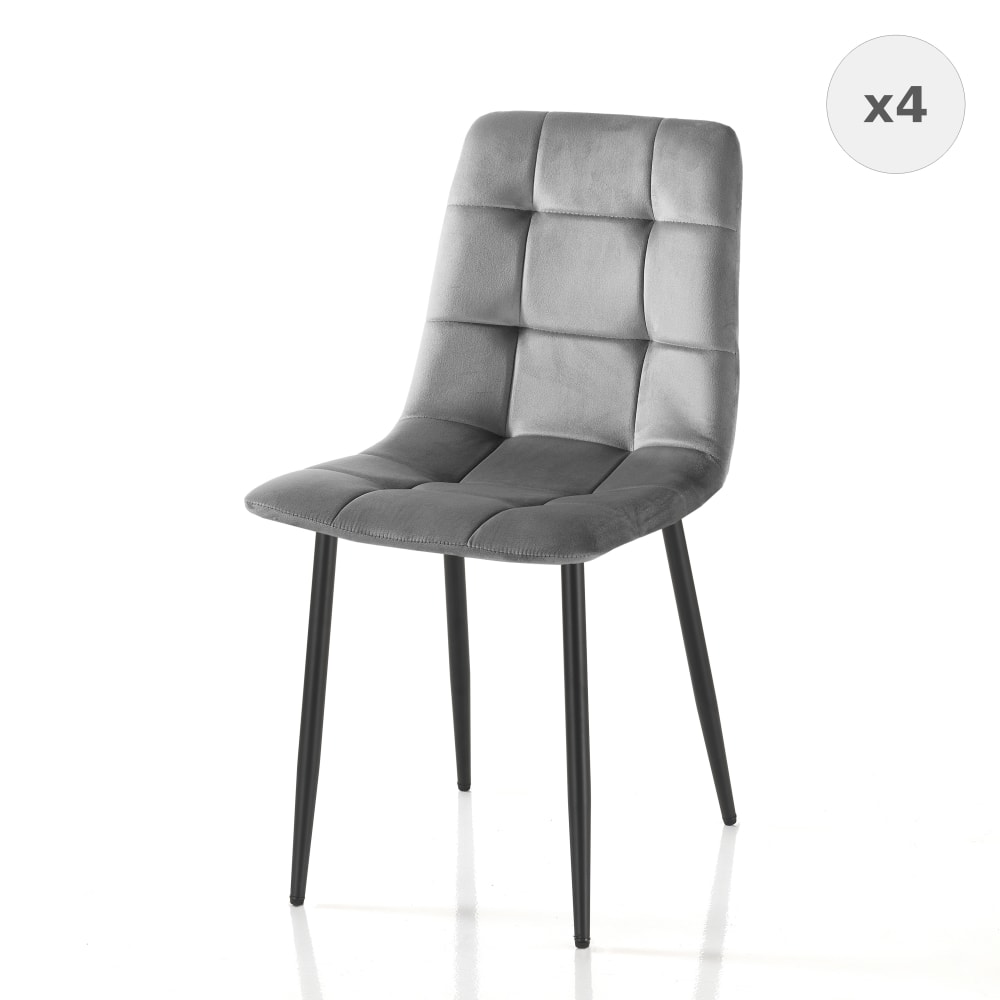 lot de 4 chaises tissu - gris