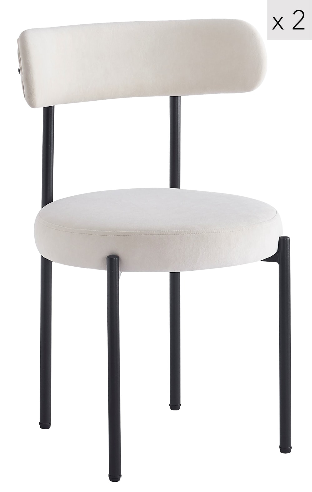 Nordlys Polsterstühle (2er Set) aus Metall und Samt Beige style modern Beige Öko-Tex Zertifikat Stoff