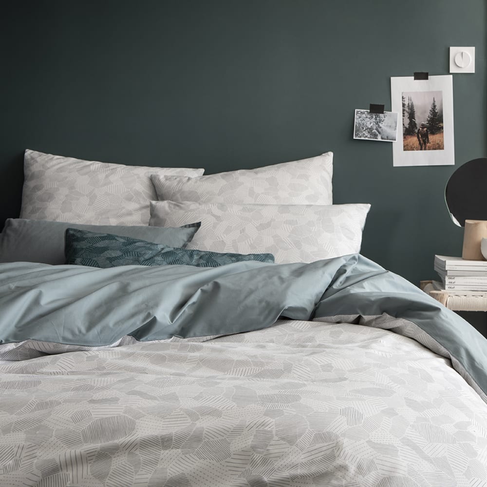 Taie d'oreiller bicolore en coton gris 50x70 — vue 4