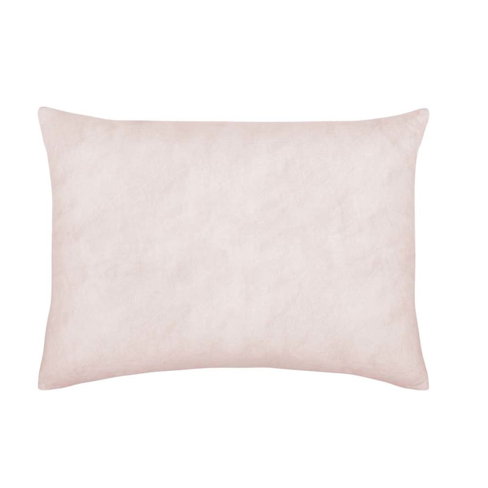 Taie d'oreiller unie en lin rose 50x75