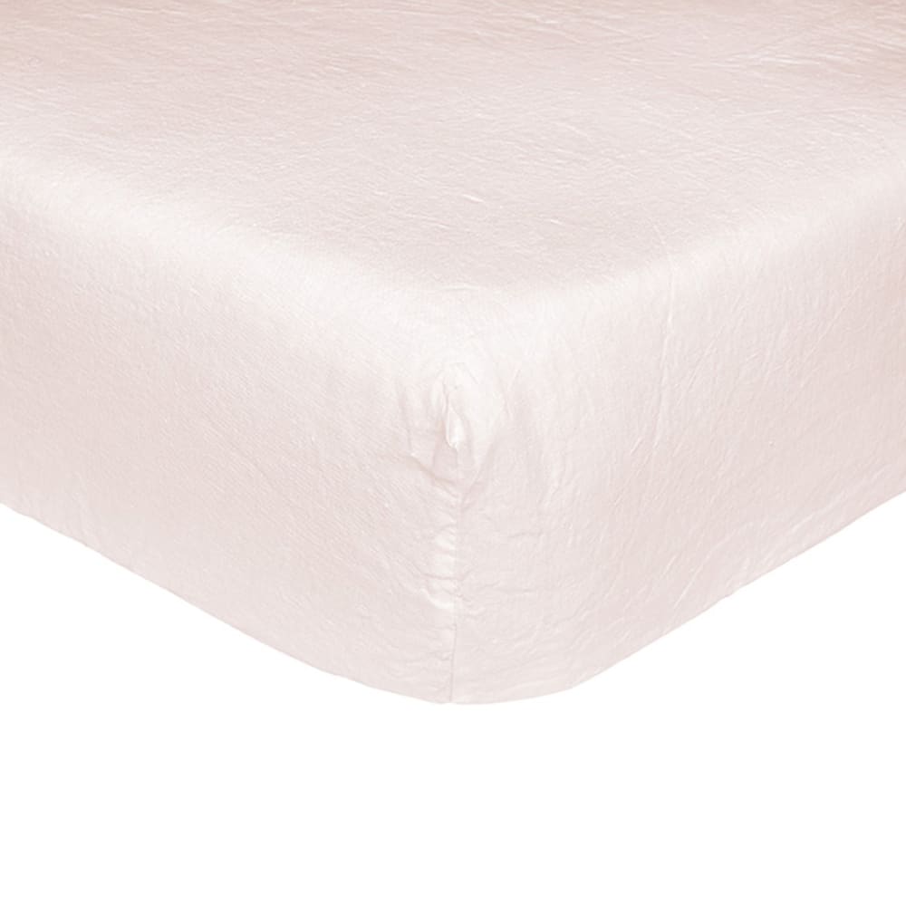 Drap housse uni en lin rose 180x200