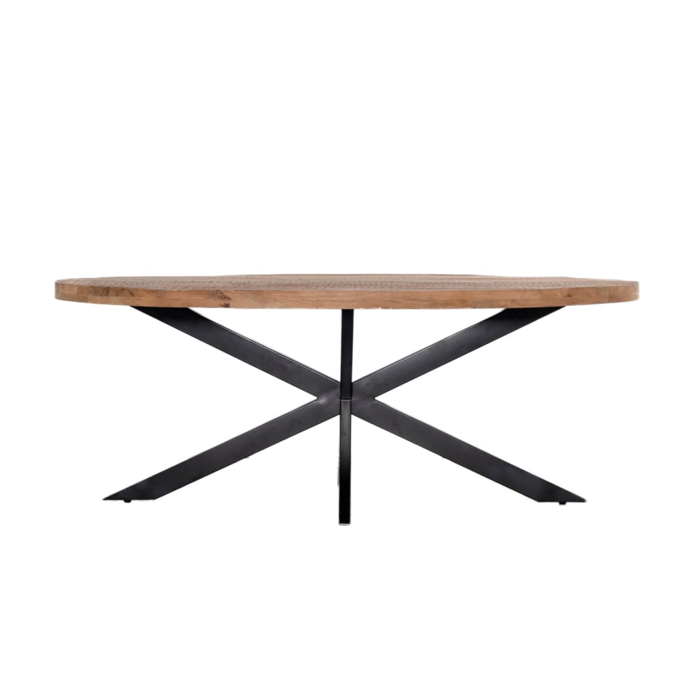 Giga Meubel Esstisch oval aus Mangoholz 240cm, natürlich style industrial Braun