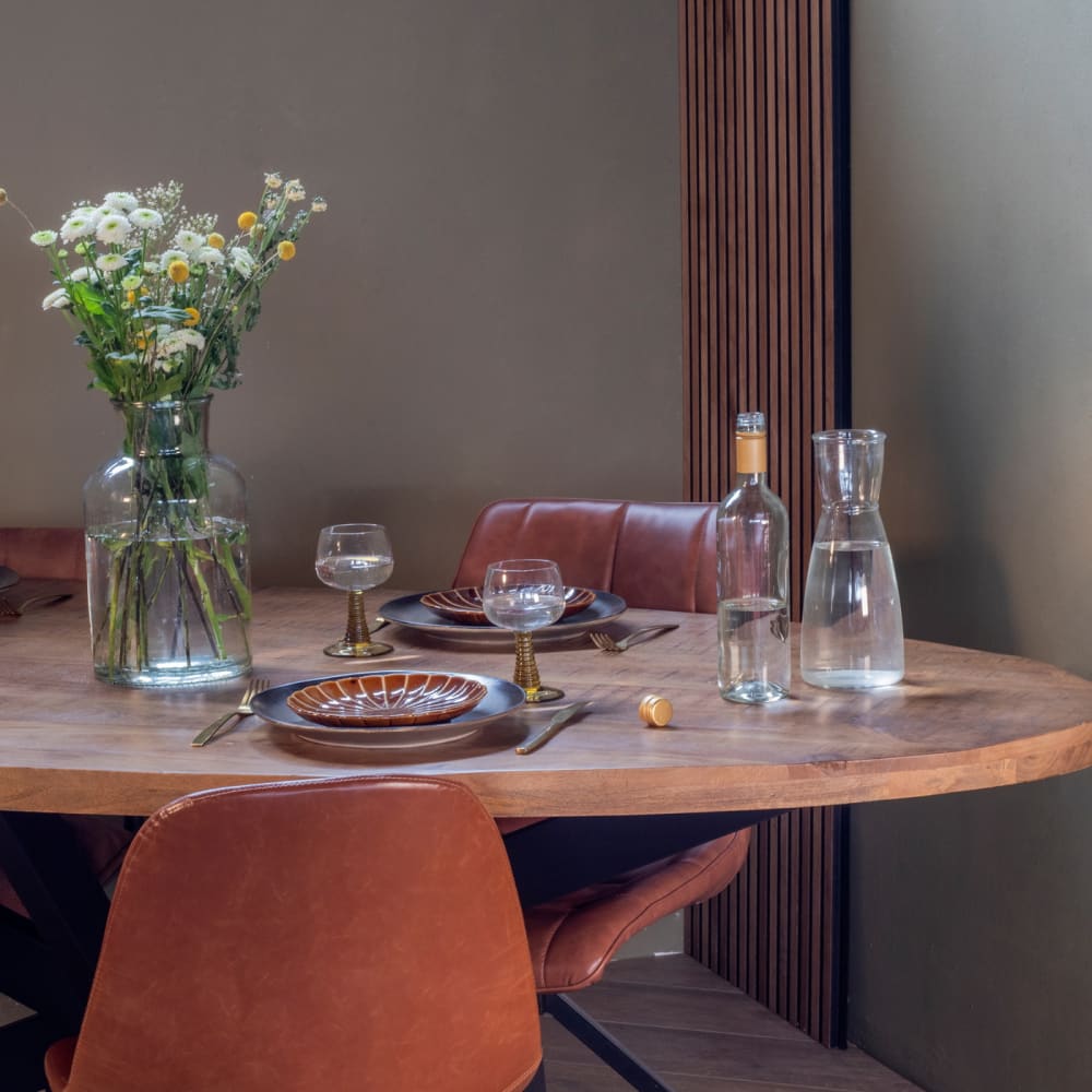 Giga Meubel Esstisch oval aus Mangoholz 200cm, natürlich style industrial Braun