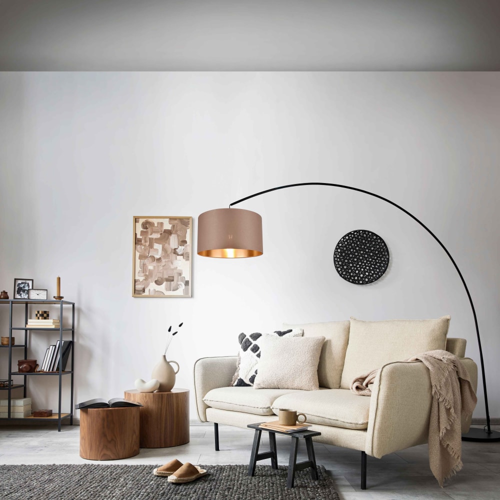 Lampadaire 1xE27 noir, taupe et doré - Maisons du Monde
