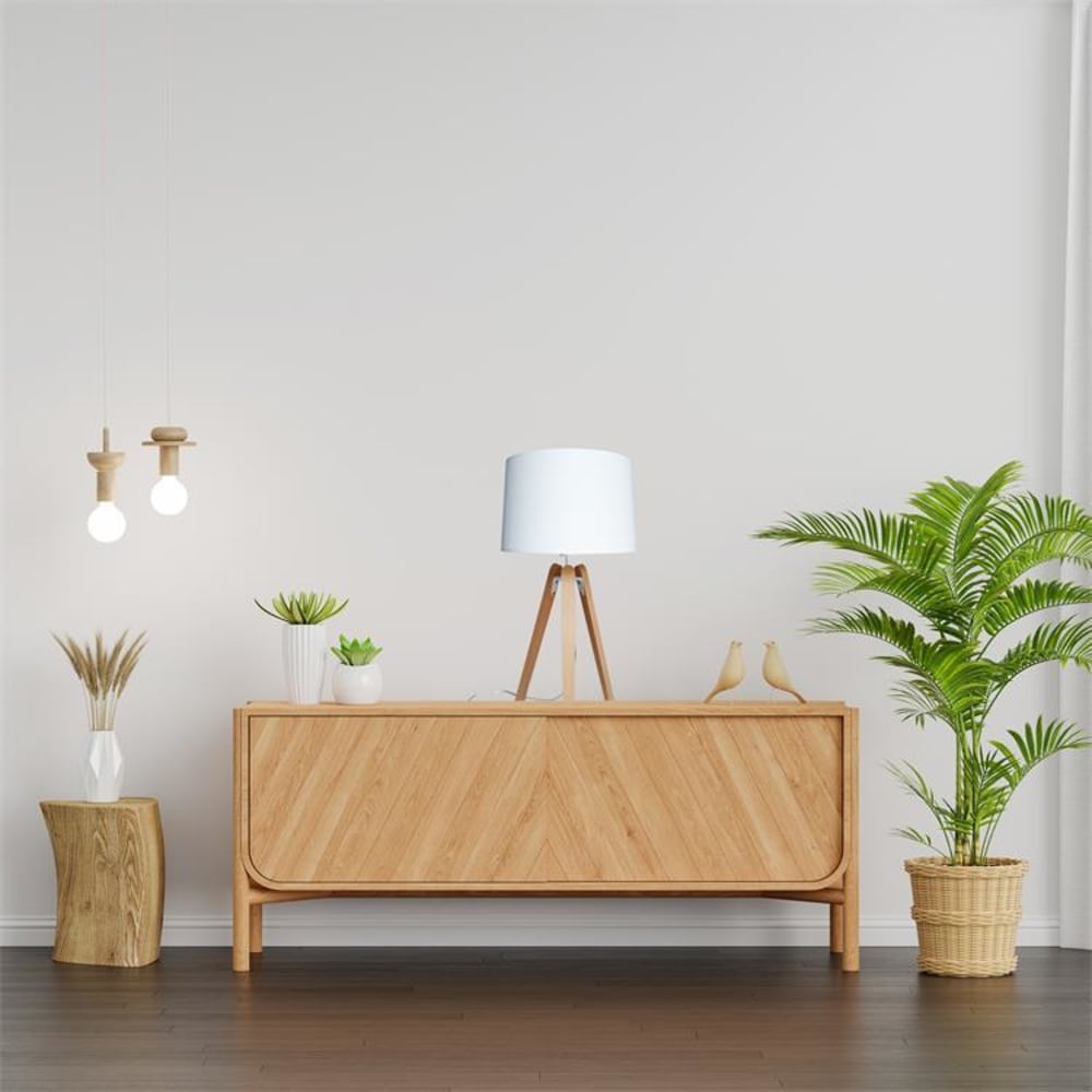 Lampe à poser bois h59cm blanc — vue 3