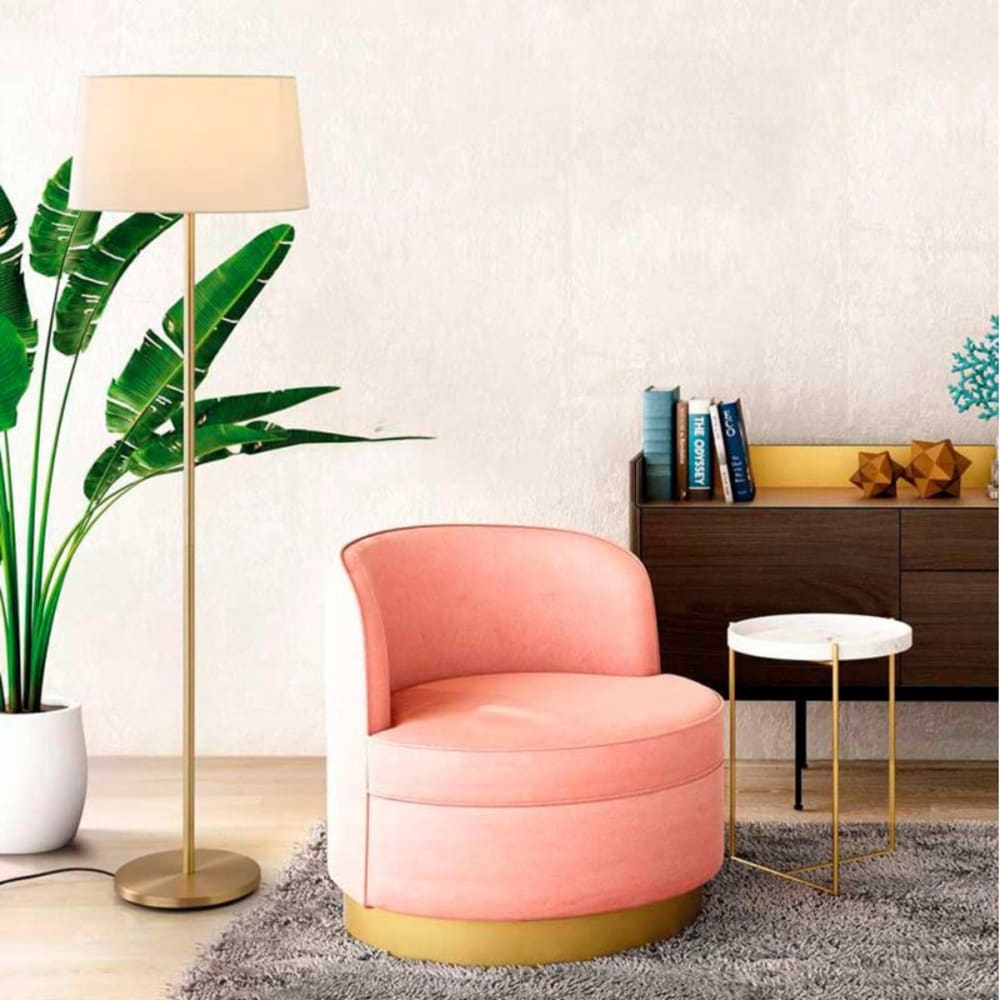 Lampadaire laiton mat et abat-jour crème - Maisons du Monde