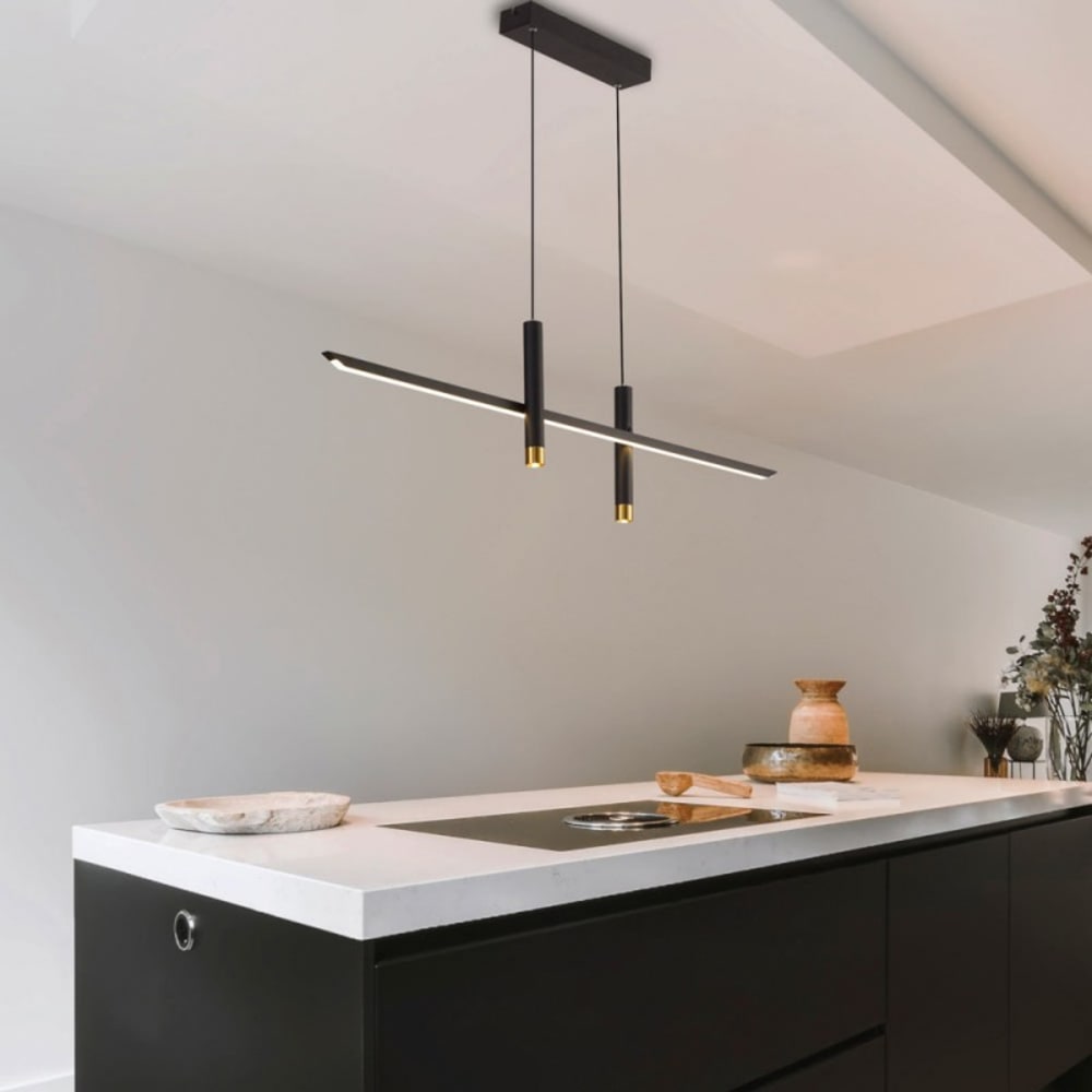 Suspension cuisine led noir et doré - Maisons du Monde