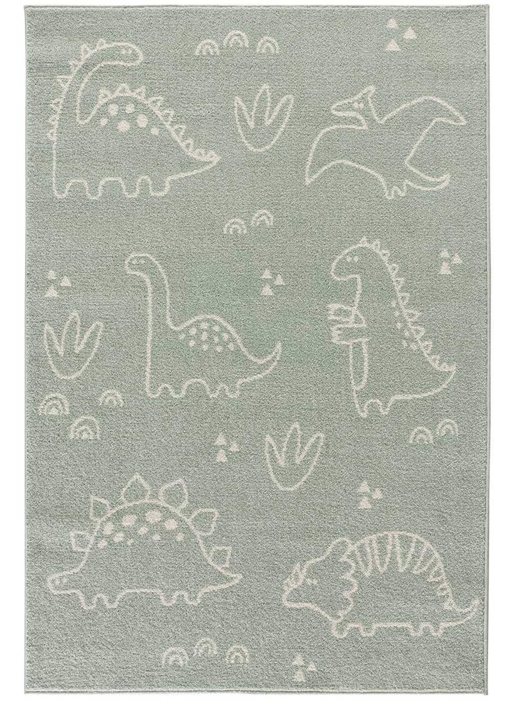 Tapis enfant dinasaures vert, 120x170 cm