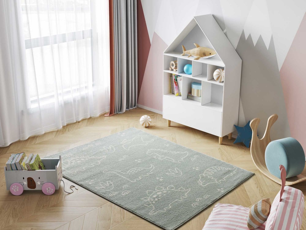 Dinosaurier Kinderteppich grün, 120x170 cm - Maisons Du Monde