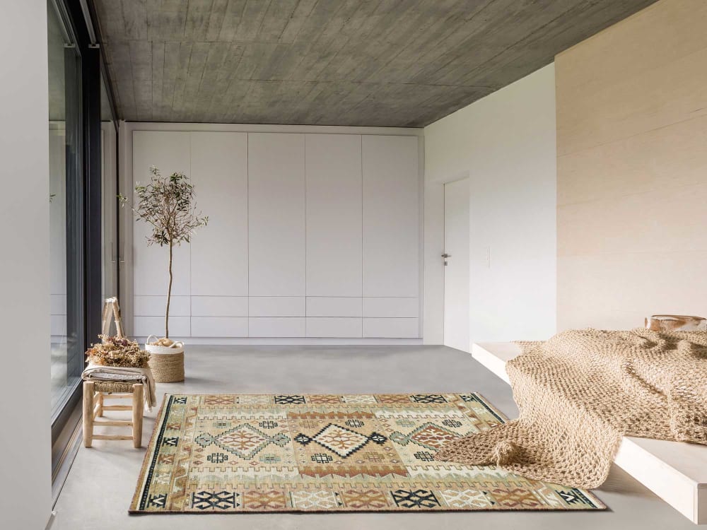 Tapis en viscose ethnique beige/rouille 95x140 cm — vue 3