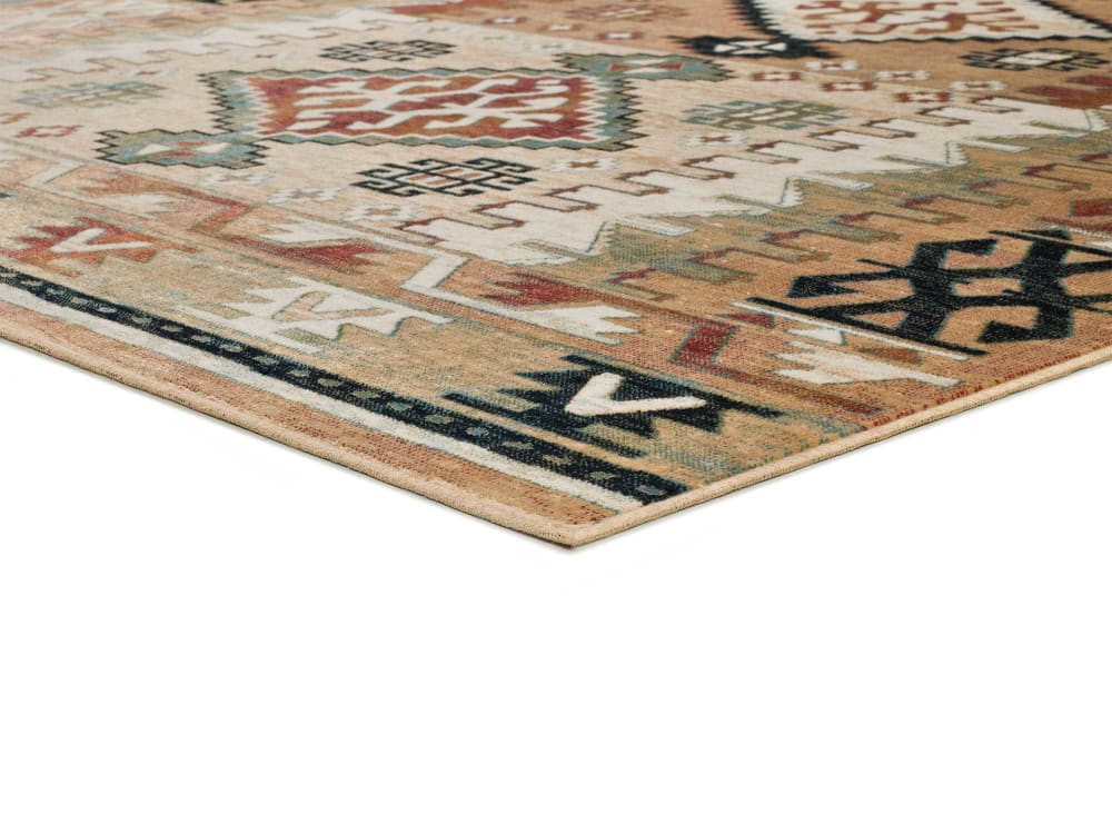 Tapis en viscose ethnique beige/rouille 95x140 cm — vue 4