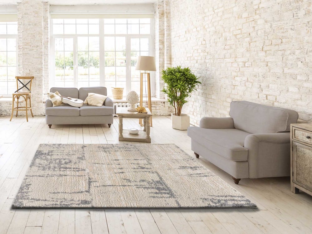 Atticgo Shaggy Teppich mit gemischten Texturen Silber, 80x150 cm style modern Grau Öko-Tex Zertifikat Pp - Polypropylen
