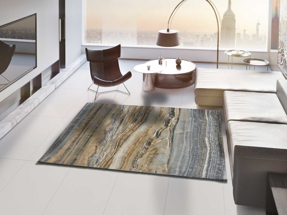 Tapis moderne gris/bleu/rouille 200x290 cm — vue 3