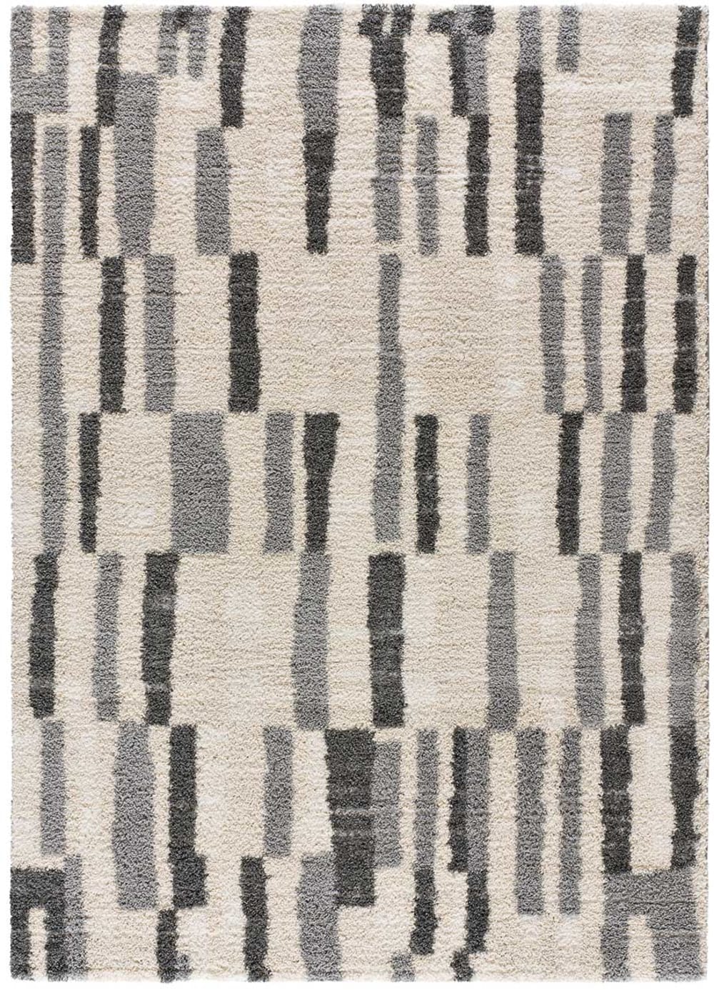 Tapis shaggy abstrait beige/gris 80x150 cm