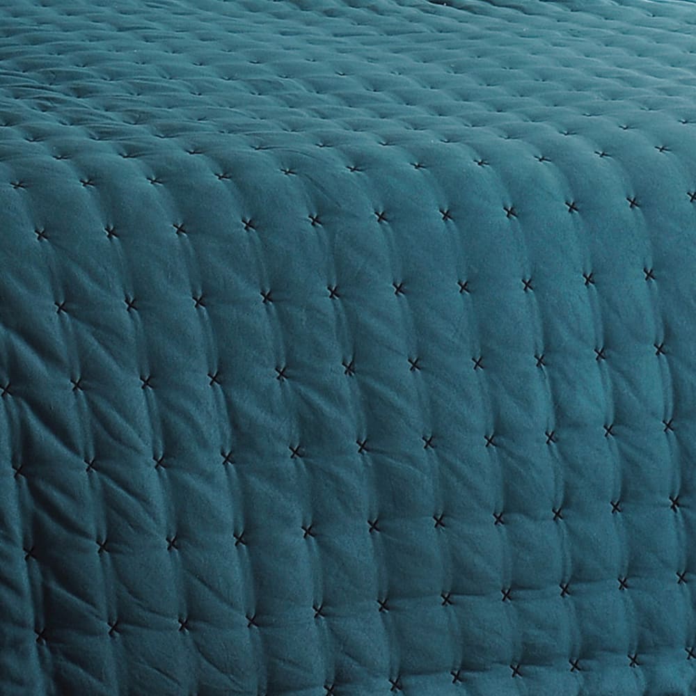 Jeté de lit matelassé et uni polyester bleu 150x200 cm - Maisons du Monde
