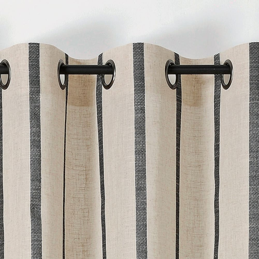 Rideau voilage rayé poly-lin ecru 145x275 cm — vue 3