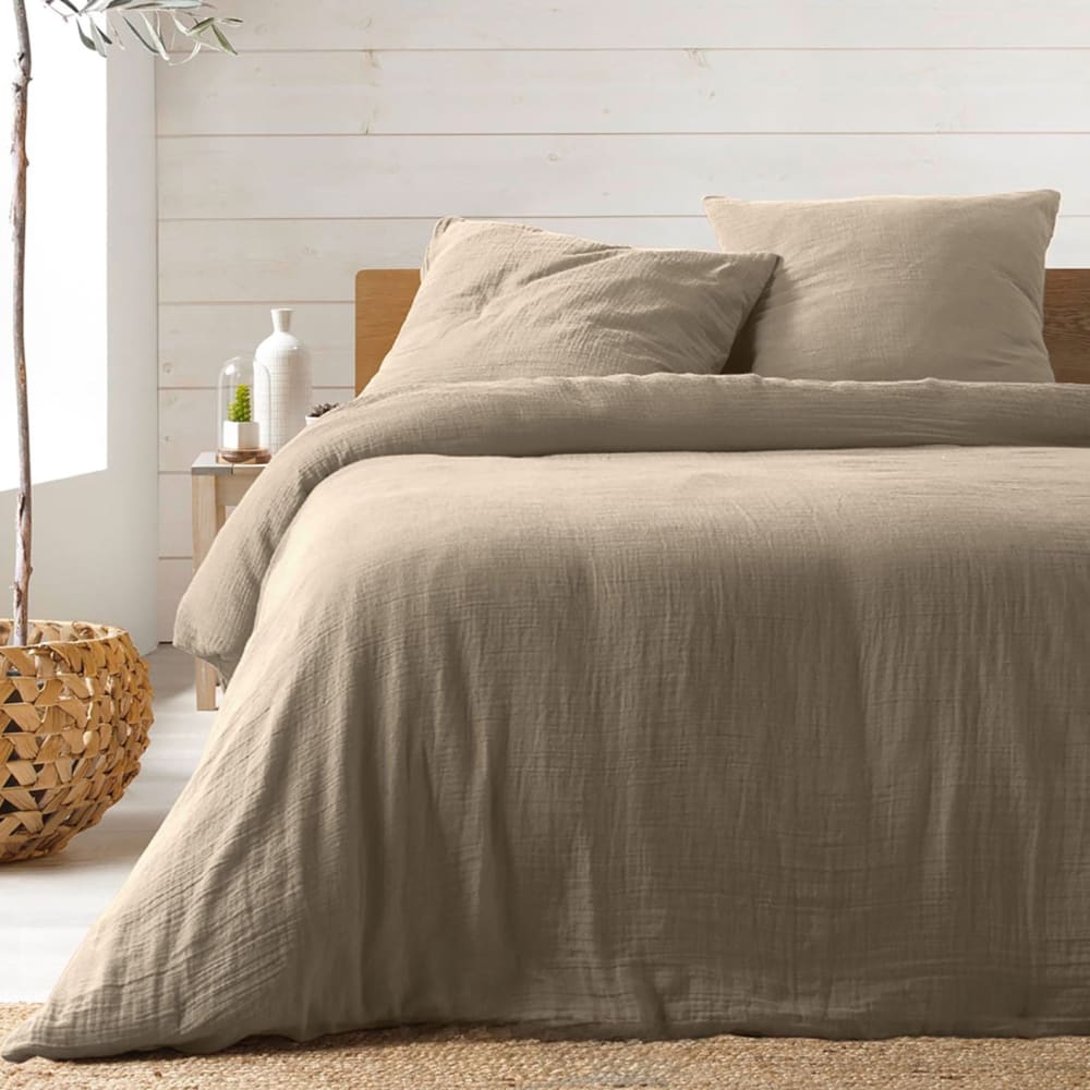Parure de lit en gaze de coton gaze de coton/coton sable 240x220 cm