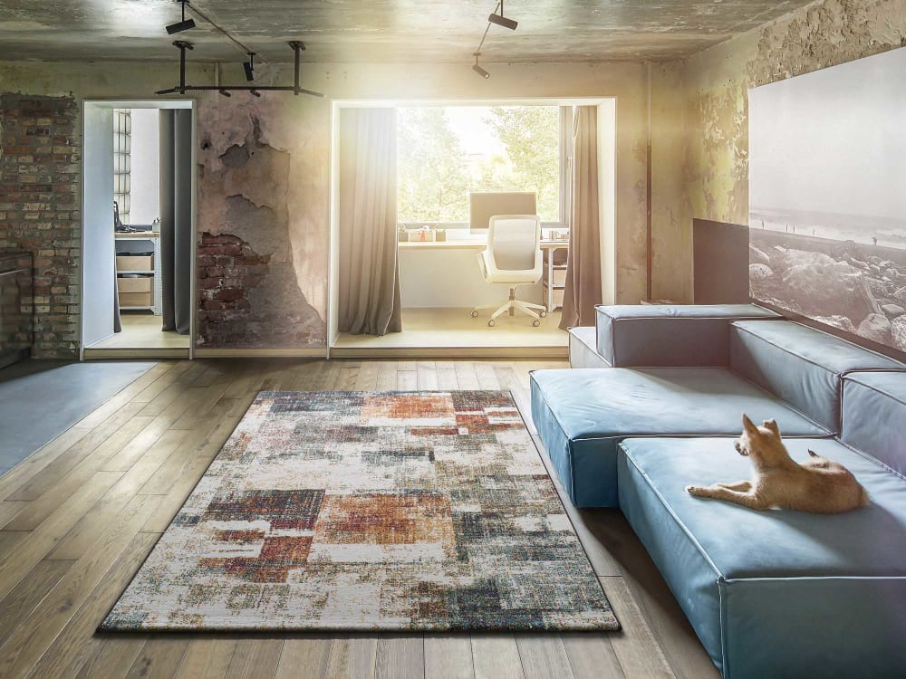 Atticgo Teppich abstrakt, mehrfarbig, 80x150 cm style modern Weiß Öko-Tex Zertifikat Pp - Polypropylen