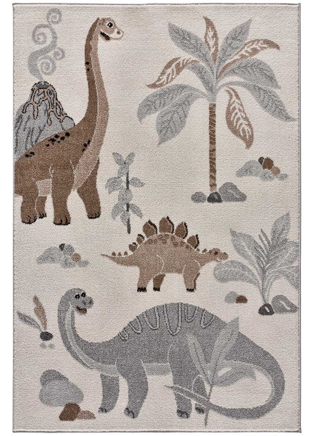 Tapis enfant dinasaures blanc, 120x170 cm