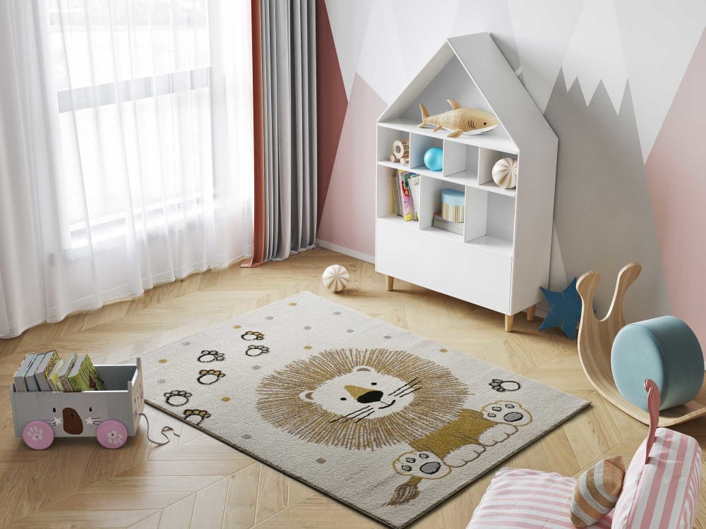 Tapis enfant lion blanc, 120x170 cm - Maisons du Monde