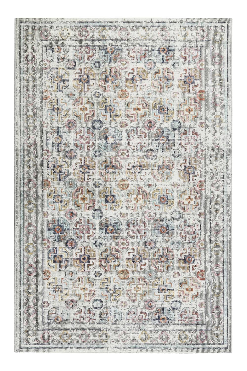 Alfombra de polipropileno con estampado vintage multicolor 80x150