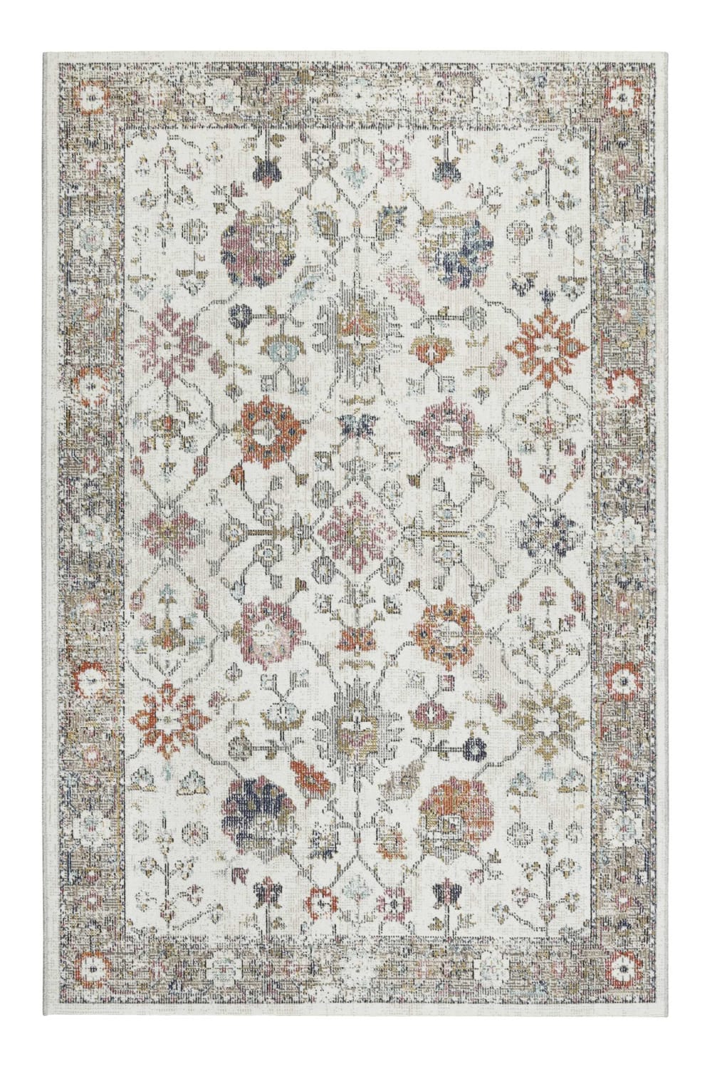 Alfombra de polipropileno con estampado vintage multicolor 133x200