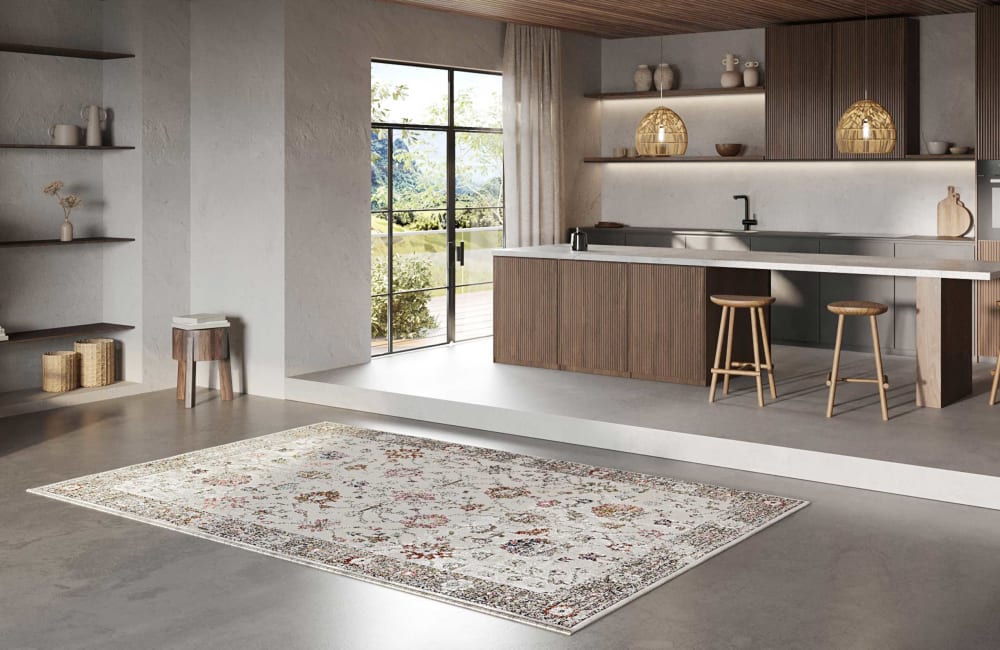 Tapis intérieur/extérieur ras motif vintage multicolore 200x290 - Maisons du Monde