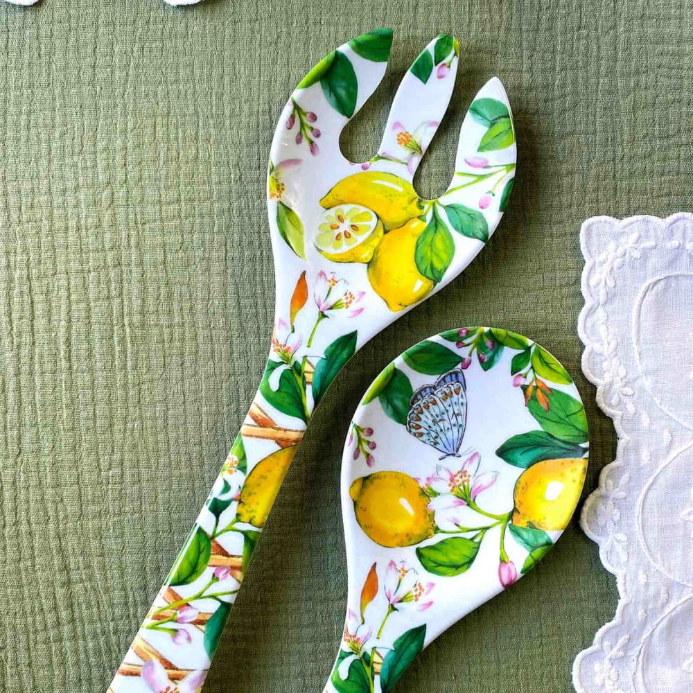 Servitori per insalata in melamina 33 cm con stampa di limone -