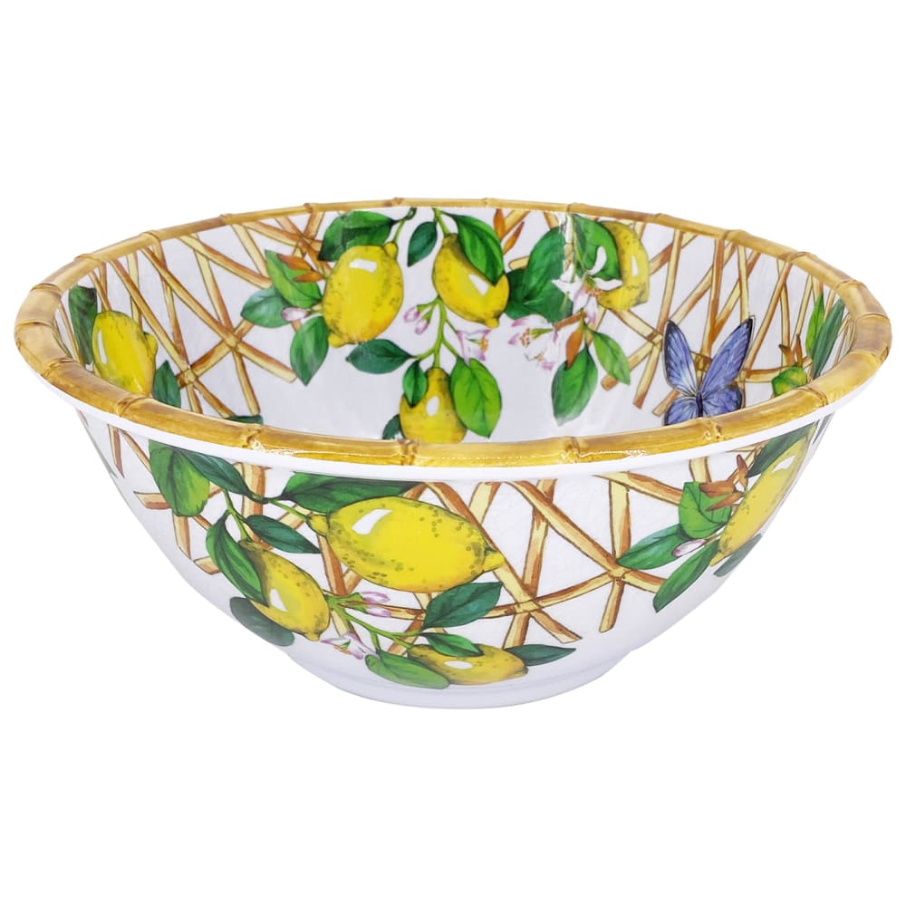 Grand saladier profond en mélamine 25 cm en imprimé citrons Grand saladier profond en mélamine 25 cm en imprimé citrons