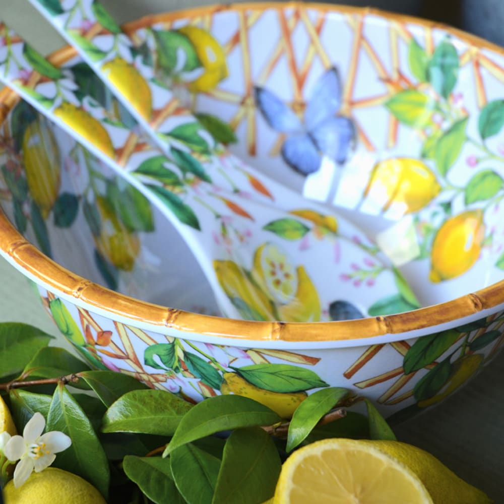 Grand saladier profond en mélamine 25 cm en imprimé citrons - Maisons du Monde