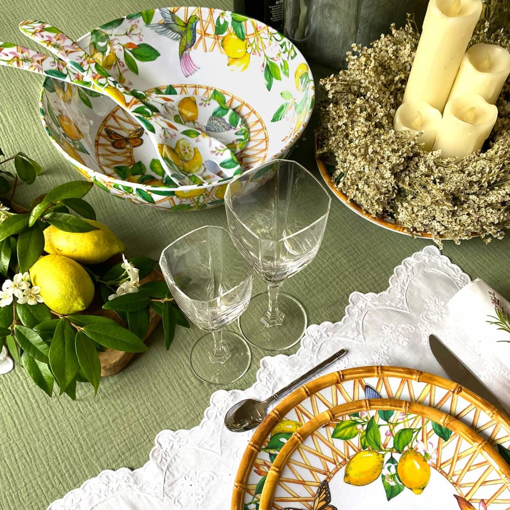 Grand saladier en mélamine pure 31 cm en imprimé citrons - Maisons du Monde