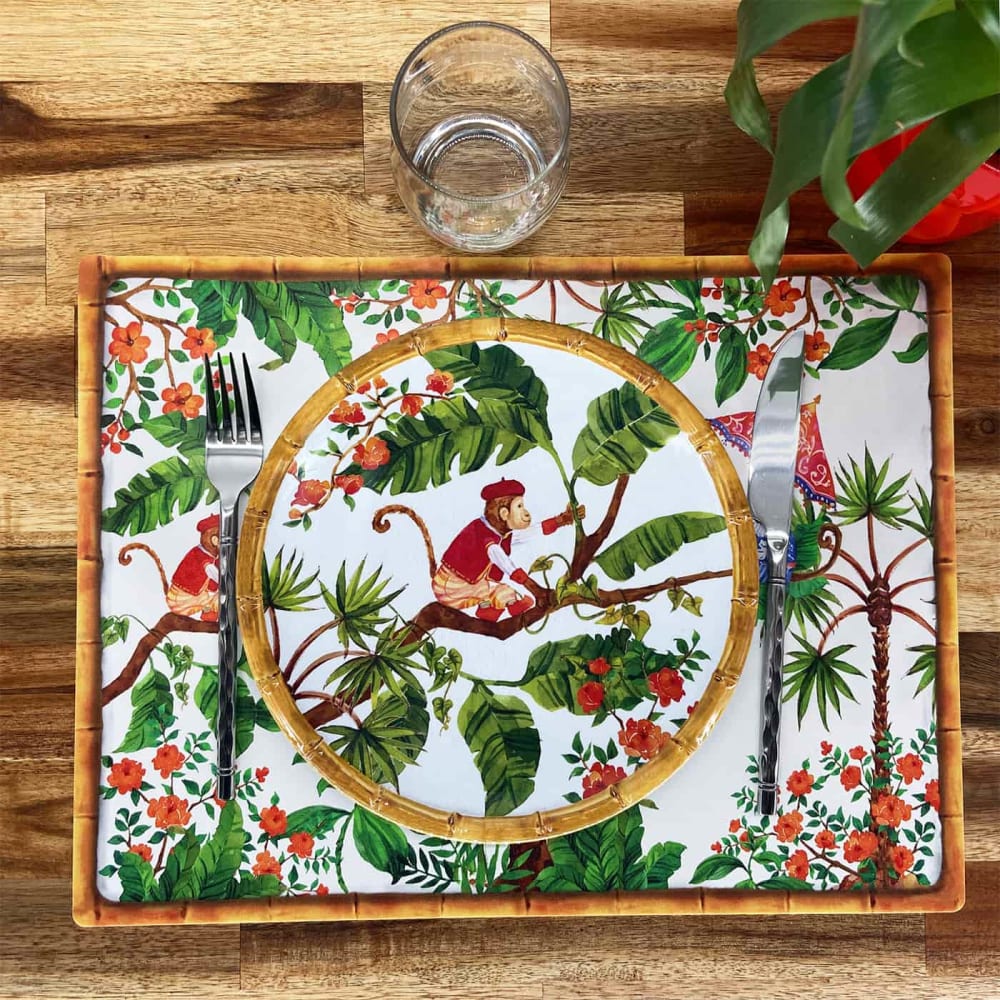 Set de table rectangulaire (40 x 30 cm) lot de 6 - singes de bali - Maisons du Monde