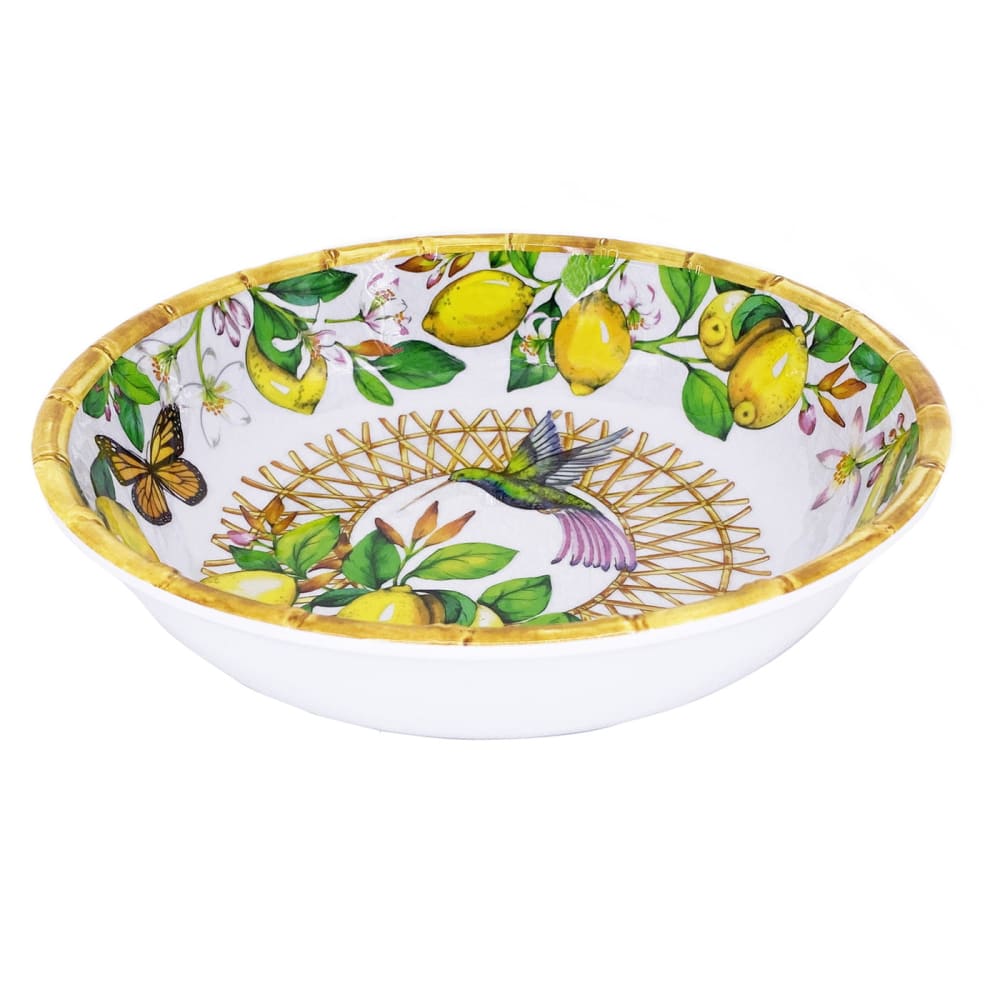 Grande assiette creuse en mélamine décoré par des citrons Grande assiette creuse en mélamine décoré par des citrons