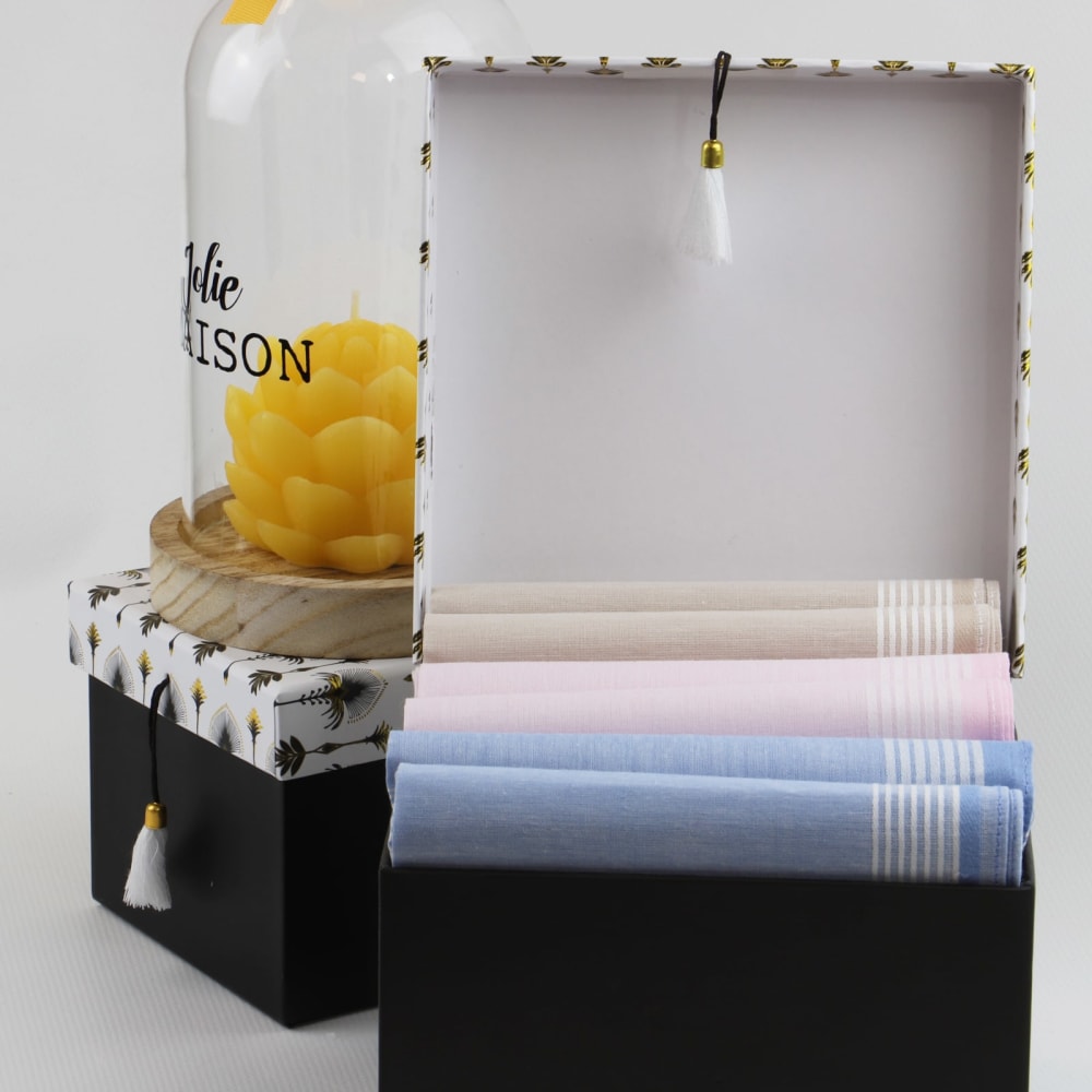 Linandelle Lot de 6 mouchoirs en coton multicolore style contemporain