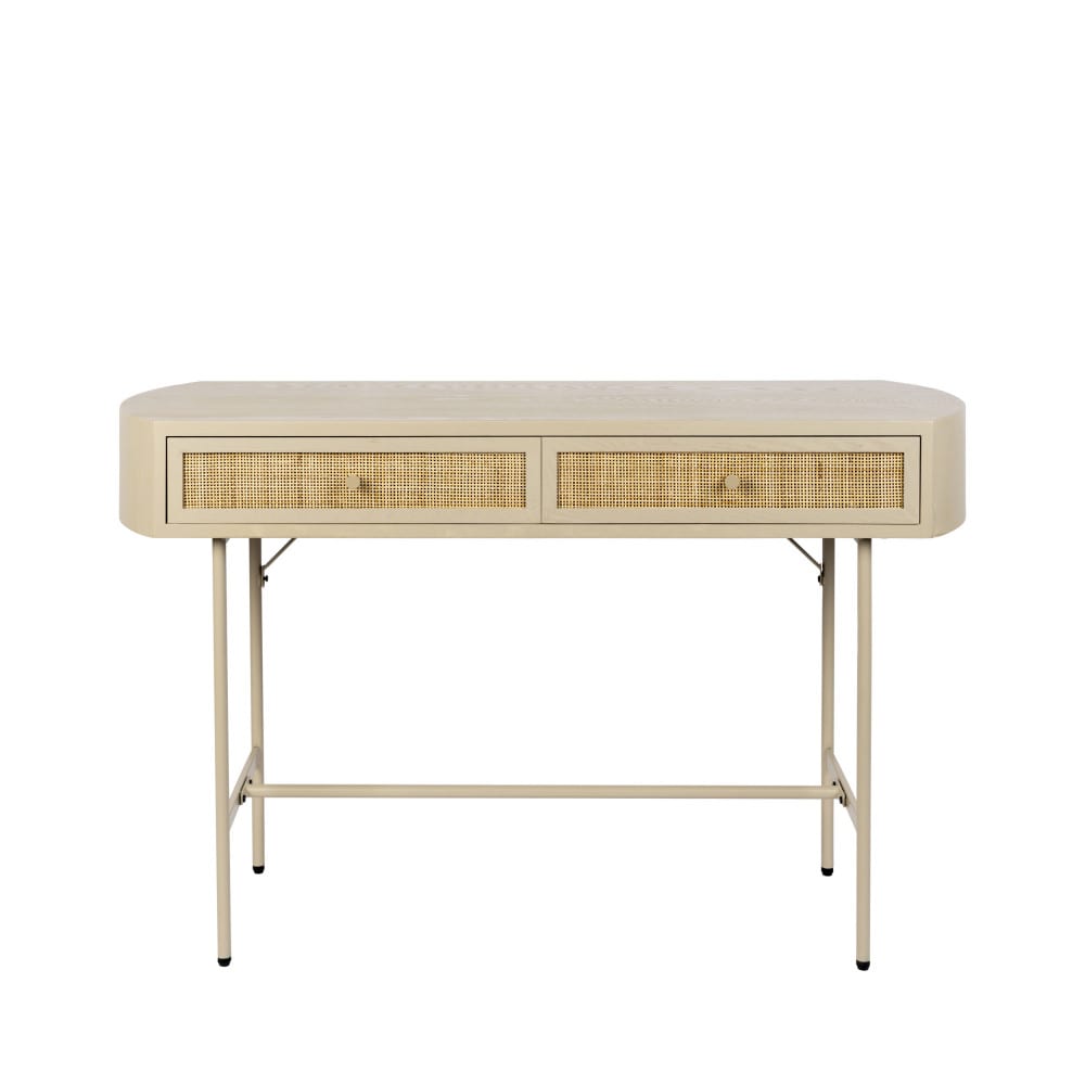 Console 2 tiroirs en bois et métal - Beige