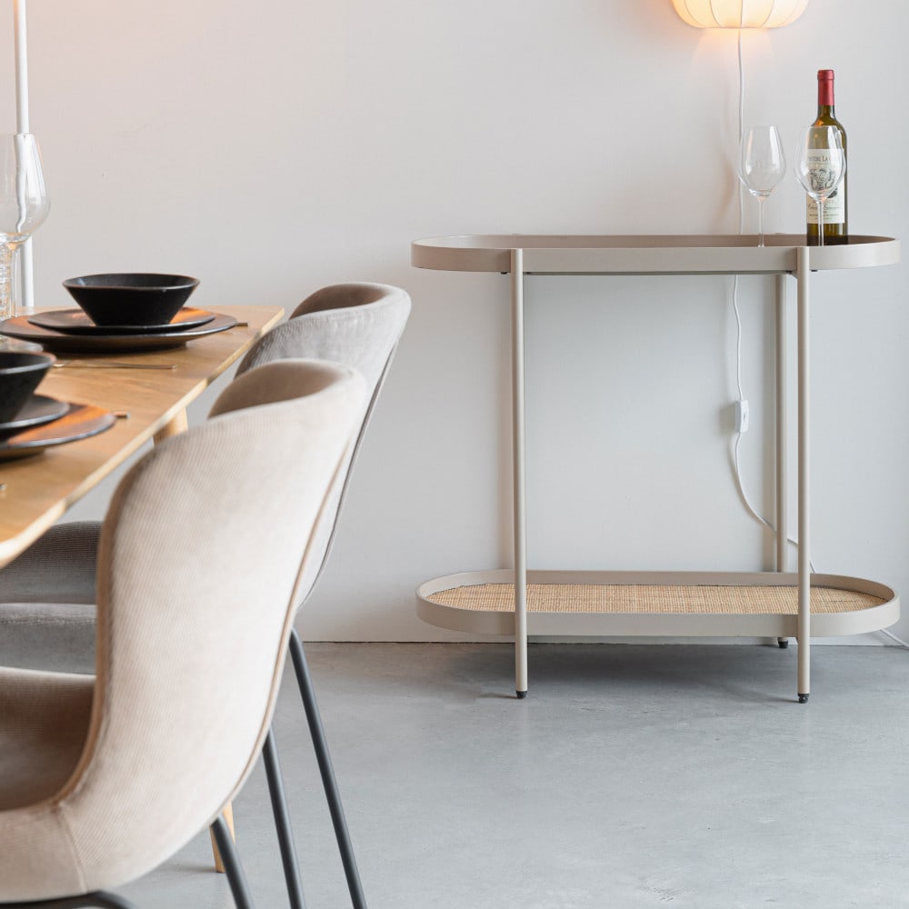 Console aux bords arrondies en bois et métal - Beige - Maisons du Monde
