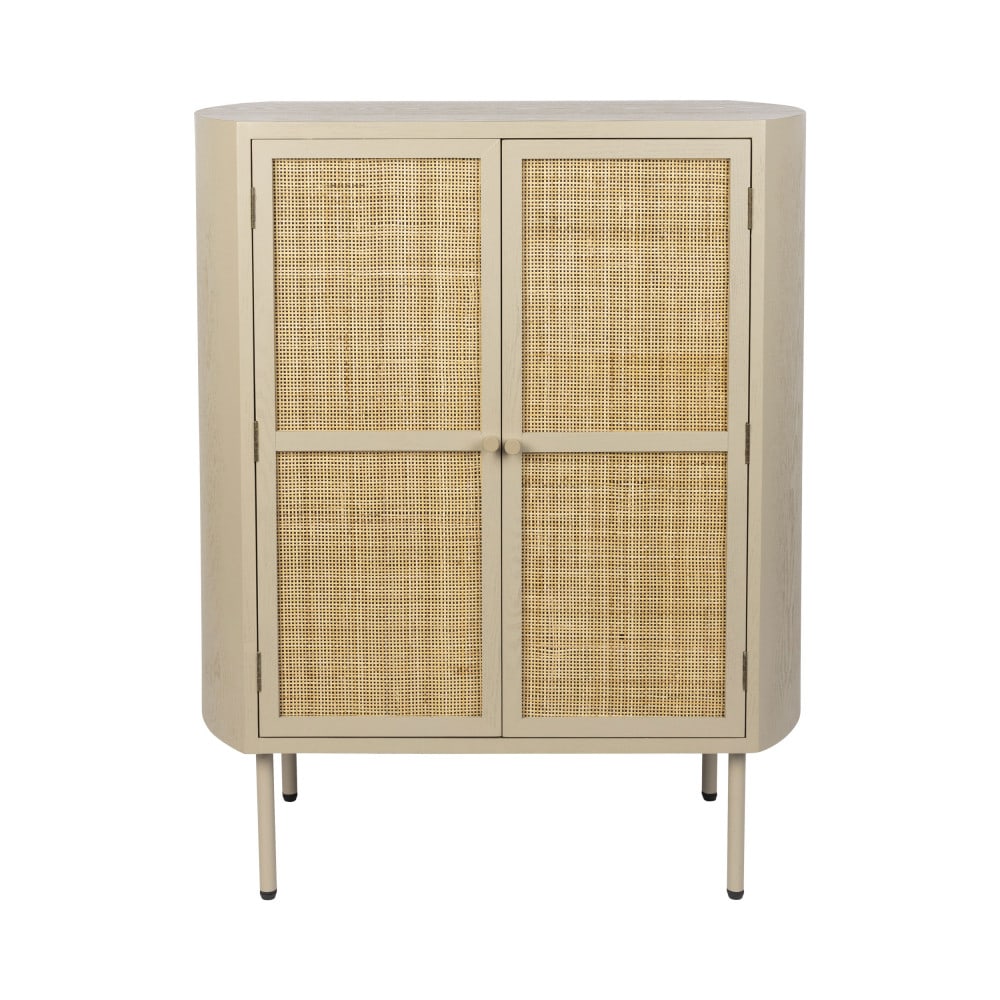 Drawer Buffet haut 2 portes en bois et métal - Beige style campagne Beige Bois - 80x100x38cm