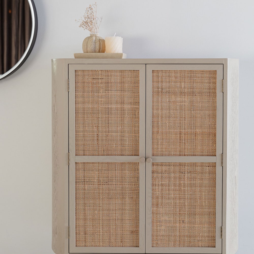 Buffet haut 2 portes en bois et métal - Beige - Maisons du Monde