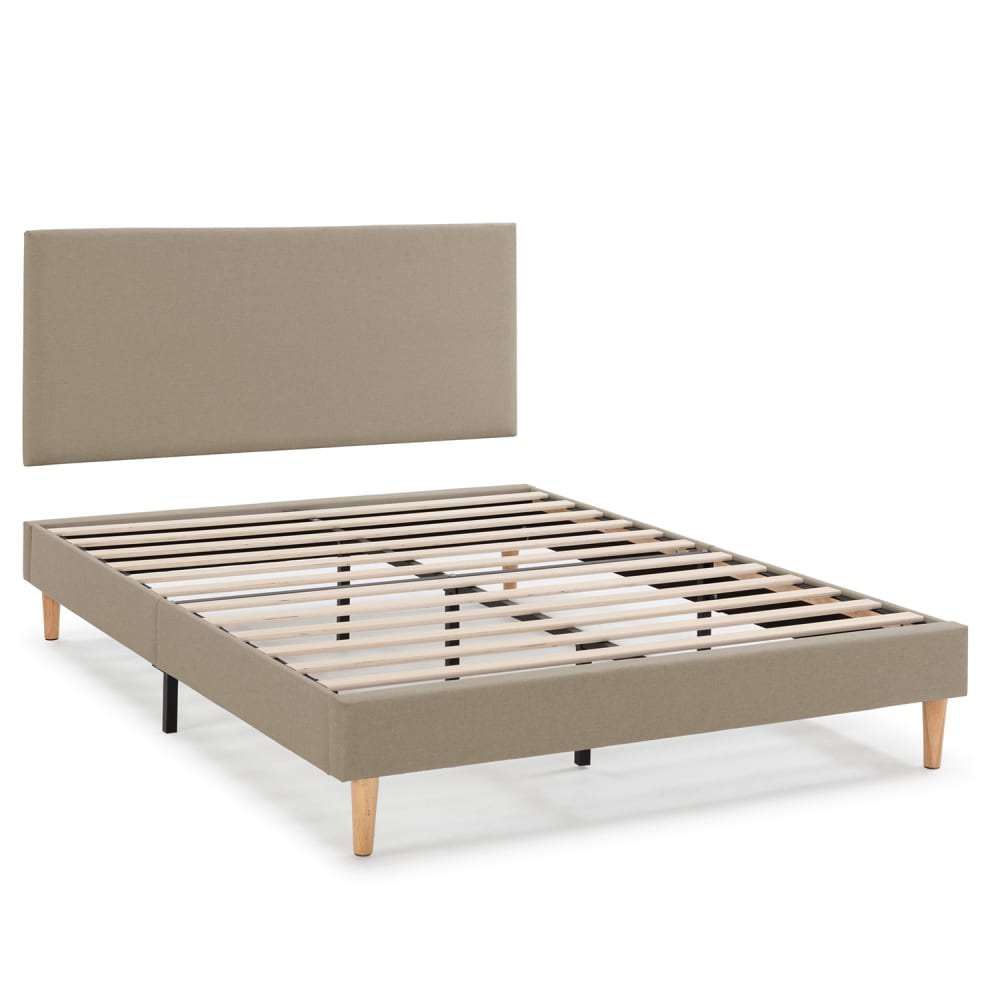 HOMN Polsterbett + Kopfteil 140x190 cm, Beige style modern Beige Pes - Polyester