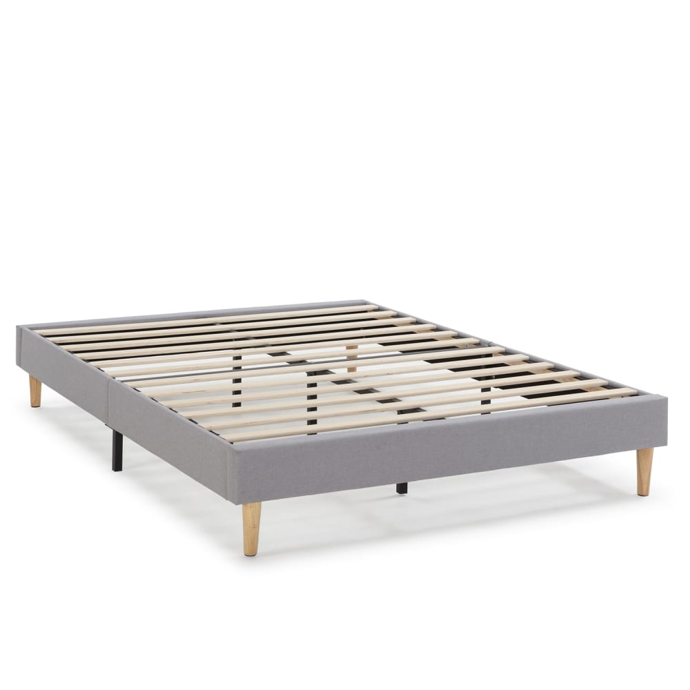 HOMN Polsterbett 140x200 cm, Hellgrau style modern Silber Pes - Polyester
