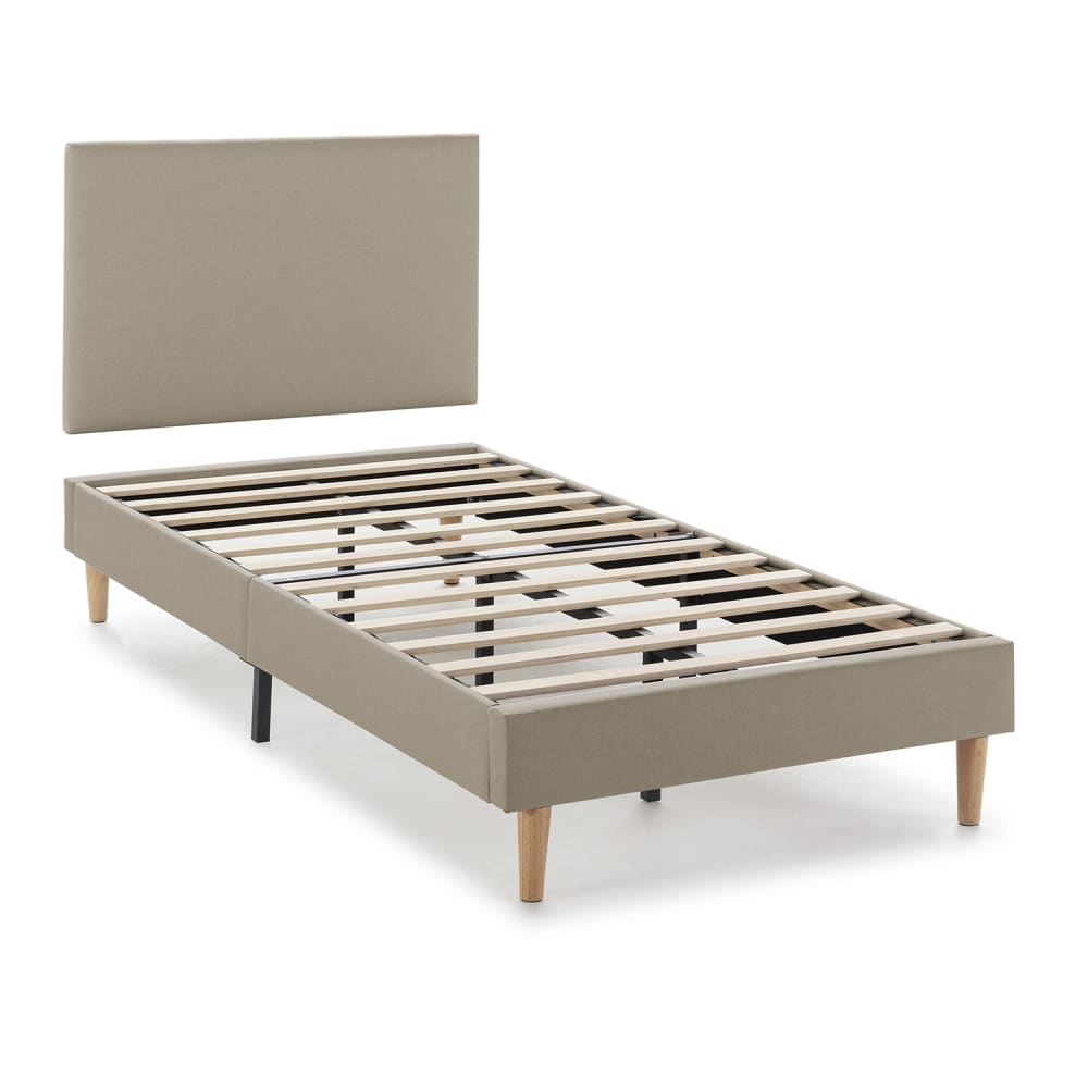 HOMN Polsterbett + Kopfteil 90x190 cm, Beige style modern Beige Pes - Polyester