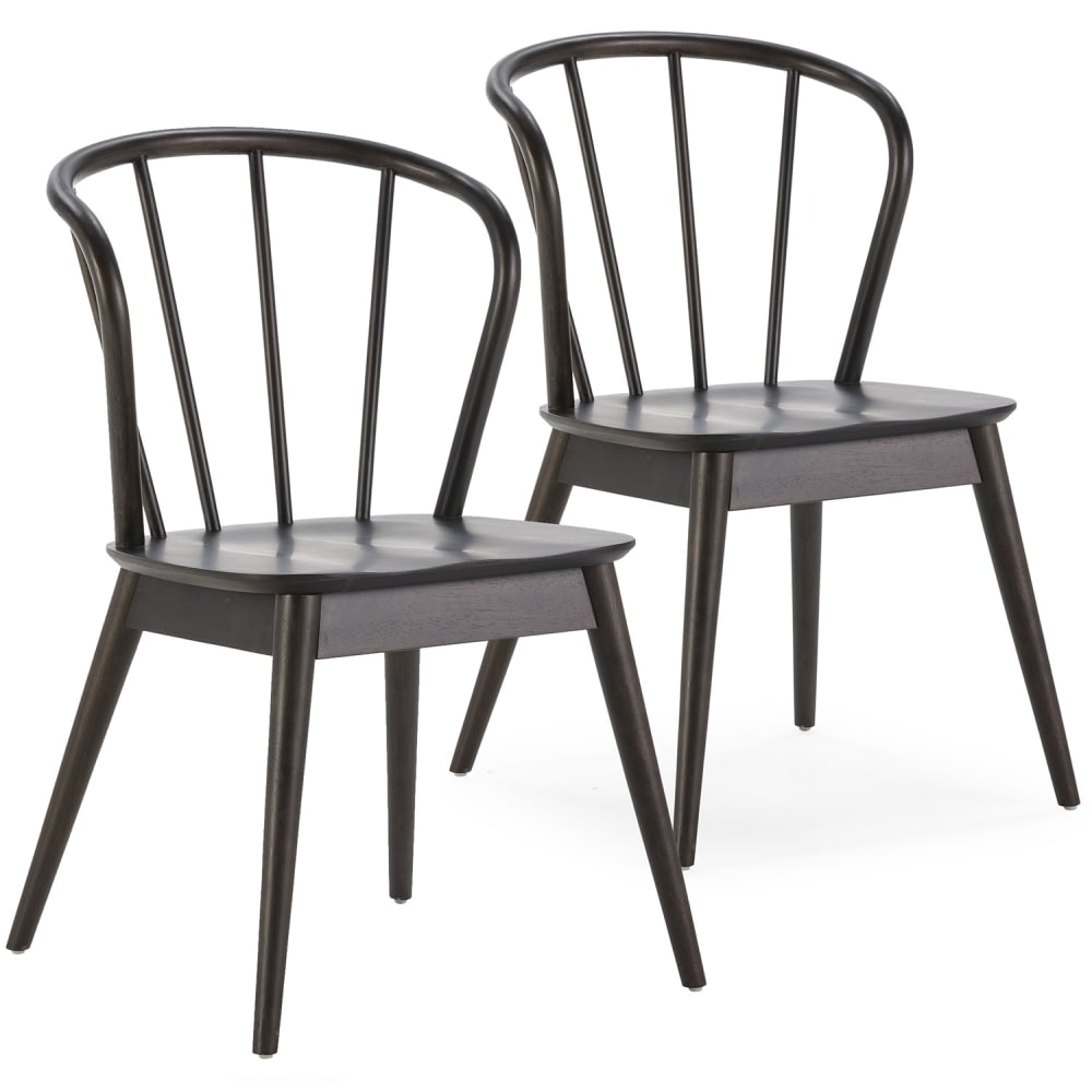 HOMN 2er Set Stühle Massivholz, Farbe Schwarz style exotic Schwarz
