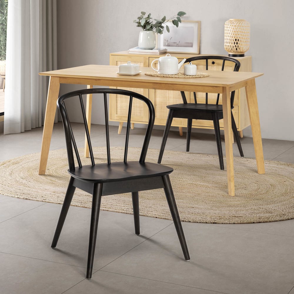 2er Set Stühle Massivholz, Farbe Schwarz - Maisons Du Monde