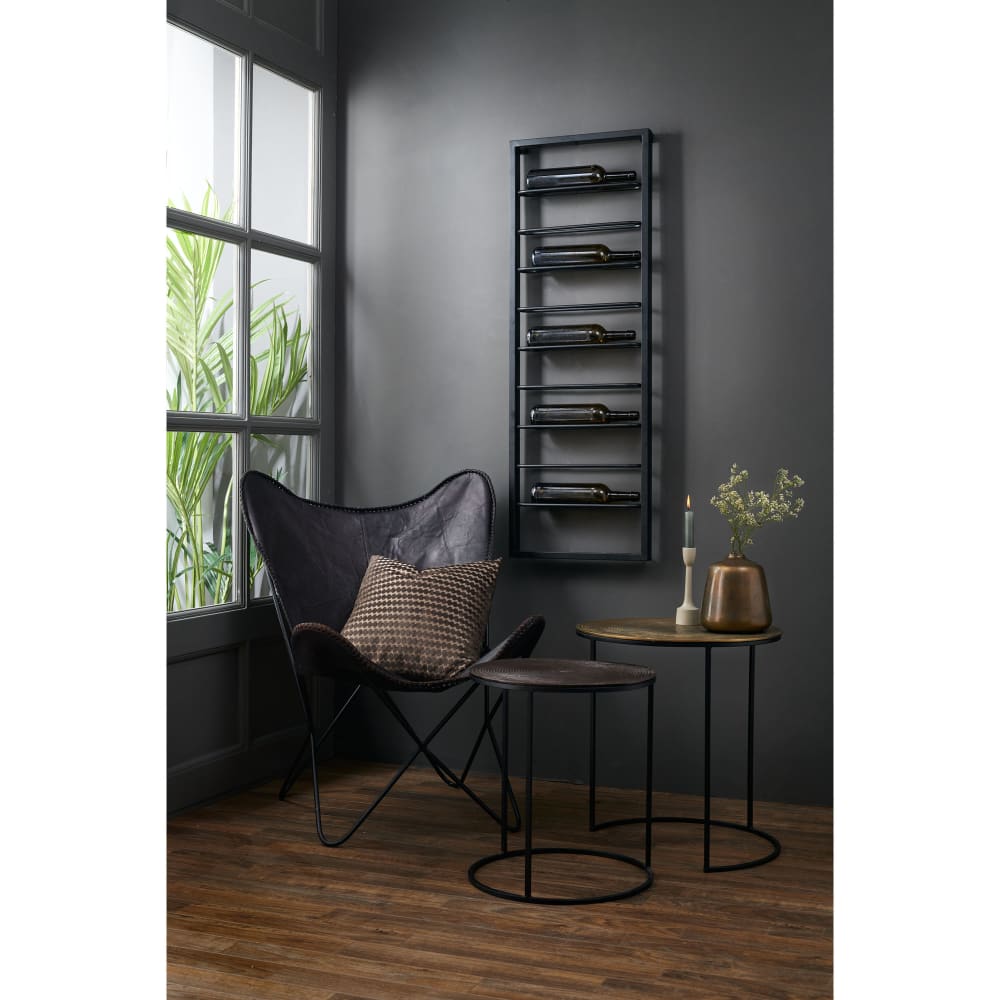 Casier à vin noir métal 42x8x120cm