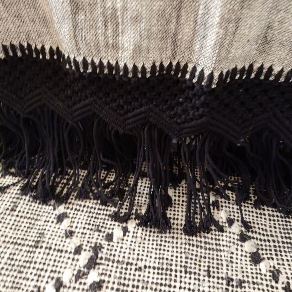 Manta de algodón gris con flecos negros 140x200 - Maisons du Monde